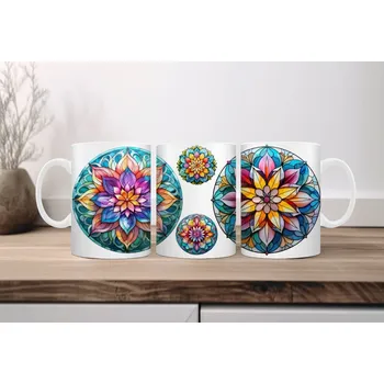 Hrnek 330ml, MANDALY- Kytičky, cena za 1 ks