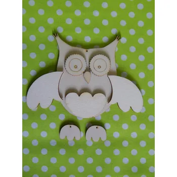 Stavební deska Sada-výřez z překližky, P13, SKLÁDAČKA SOVA BARBORKA, 6x8cm, 1ks