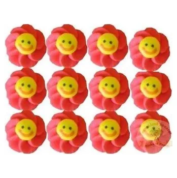 Jedlá dekorace na dort Cukrová dekorace sluníčko červené 12ks - Fagos