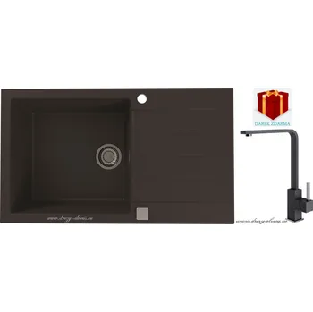 Granitový dřez Alveus SET dřez Cadit 40 + baterie Afra - 91 black + dárek (příborník, podložka na sušení nádobí nebo tekutý čistič)
