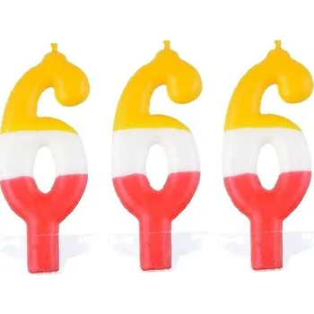 Dortová svíčka ARPEX Svíčka barevná číslo 6, 3 ks