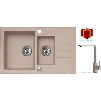 Granitový dřez Alveus SET dřez Rock 70 + baterie Afra - 55 beige + dárek (příborník, podložka na sušení nádobí nebo tekutý čistič)