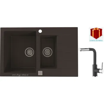 Granitový dřez Alveus SET dřez Cadit 70 + baterie Siros - 91 black + dárek (příborník, podložka na sušení nádobí nebo tekutý čistič)