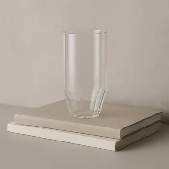 Sada nádobí Hübsch Aster sklenice na pití 200 ml (čirá ručně vyráběná sklenice z texturovaného skla)