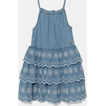 Dámské šaty Dětské bavlněné šaty Guess modrá barva, midi, J5GK19 D5NZ0 J5GK19.D5NZ0.PPYA 50X, vel. 125-135