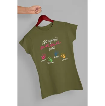 Dámské tričko Dámské tričko nejlepší máma Barva: Khaki, Velikost: XL