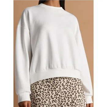 Dámská móda Sinsay - Hladká mikina s dlouhým rukávem soft touch - krémová - 087HN-01X - 087HN-01X-S