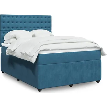 Postel vidaXL Box spring postel s matrací 140x190 cm samet [3294646] Barva: Modrá