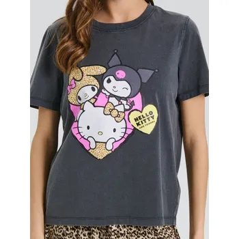 Sinsay - Tričko s krátkými rukávy a potiskem Hello Kitty - šedá - 481DO-90X - 481DO-90X-XS