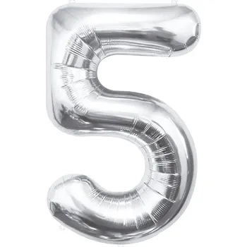 Balónek Godan Balónek fóliový číslice 5 stříbrná 85cm