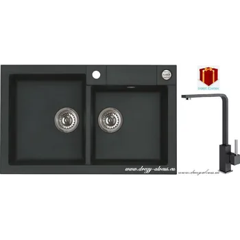 Alveus SET dřez Rock 90 + baterie Afra - 91 black + dárek (příborník, podložka na sušení nádobí nebo tekutý čistič)