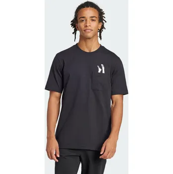 Pánská móda ADIDAS Tričko Lounge Slides Graphic Pocket XS ČERNÁ