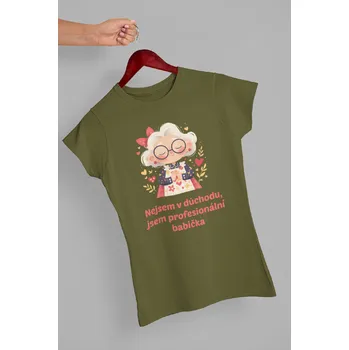 Dámské oblečení Dámske tričko Profesionální babička Barva: Khaki, Velikost: S