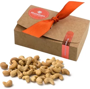 NUTSMAN Dárková krabička kešu ořechy W320, pražené & solené uzené 150 g