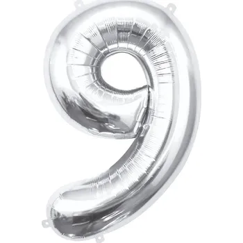 Balónek Godan Balónek fóliový číslice 9 stříbrná 85cm