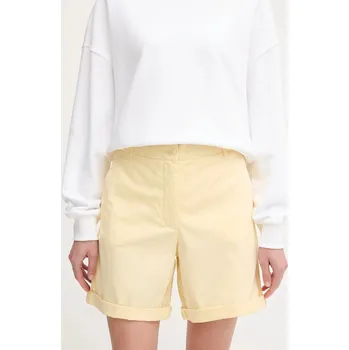 Dámské kraťasy Kraťasy Tommy Hilfiger dámské, žlutá barva, hladké, high waist, WW0WW42457 10X, vel. 40