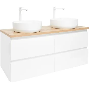 Koupelnový nábytek SAT Koupelnová skříňka s umyvadlem SAT B-Way 119x50x45 cm bílá lesk BWAY2120WDOAKU2B BWAY2120WDOAKU2B