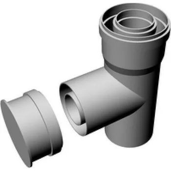 Kouřovod T-kus s uzávěrem DN80/125, L-250mm, Al-koncentrická