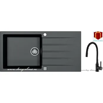 Granitový dřez Alveus SET dřez Cadit 50 + baterie Mintas - MAT/91 black + dárek (příborník, podložka na sušení nádobí nebo tekutý čistič)