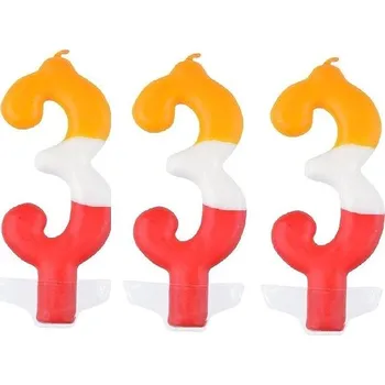 Dortová svíčka ARPEX Svíčka barevná číslo 3, 3 ks