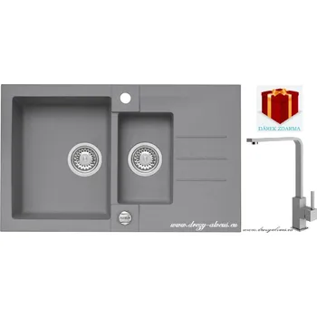 Granitový dřez Alveus SET dřez Rock 70 + baterie Afra - 81 beton + dárek (příborník, podložka na sušení nádobí nebo tekutý čistič)