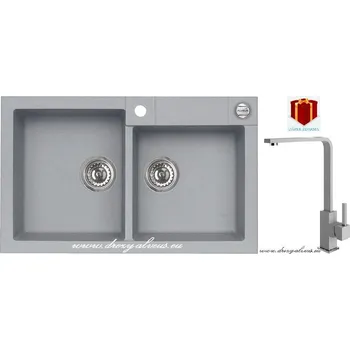 Alveus SET dřez Rock 90 + baterie Afra - 81 beton + dárek (příborník, podložka na sušení nádobí nebo tekutý čistič)