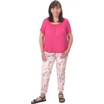 Dámské kalhoty Dámské růžové pružné letní kalhoty D-Style Italská móda K1715