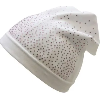 Čepice Dětská čepice s kamínky bílá