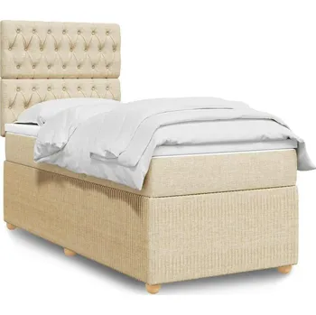 Postel vidaXL Box spring postel s matrací 90x190 cm textil [3291919] Barva: krémová