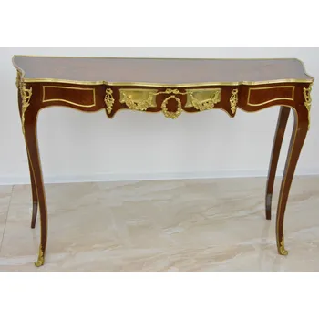 Konzolový stolek Zámecký intarzovaný konzolový stůl zdobený bronzem