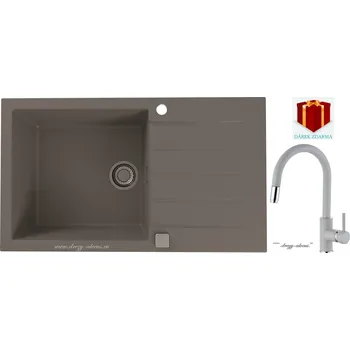 Granitový dřez Alveus SET dřez Cadit 40 + baterie Delos - 81 beton + dárek (příborník, podložka na…