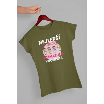 Dámské oblečení Dámske tričko Nejlepší babička rozmazluje vnoučata Barva: Khaki, Velikost: XS