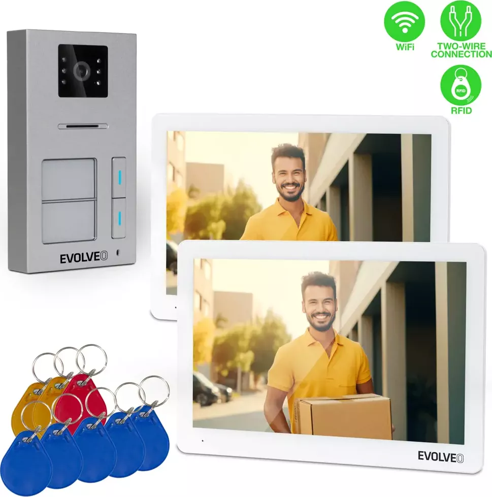 EVOLVEO DoorPhone 20-2W - 2 drátový videotelefon s aplikací pro dvě domácnosti a 32GB pamětí