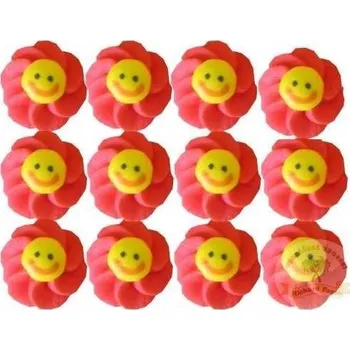 Jedlá dekorace na dort Cukrová dekorace sluníčko červené 12ks - Fagos