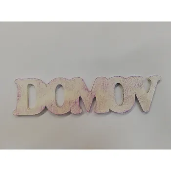 Dřevěná hračka Dřevěný výřez nápis DOMOV patina fialový