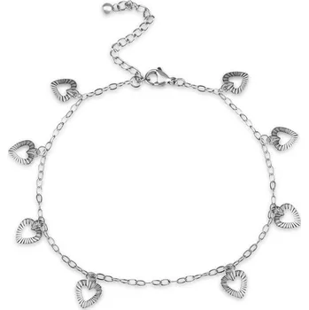 Náramek Ocelový náramek na nohu se srdíčky - Meucci DA007