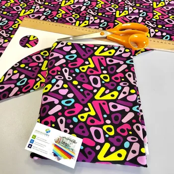 Moraviatex Balíček 1 metr - Jednolíc elastický Bavlna/Elastan 6% digi tisk Abstract Purple (0.32kg)