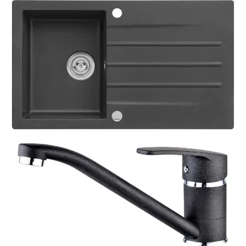 Granitový dřez Set Alveus (dřez Cortina 130 Black 91, s excentrem + baterie Nina Black 91) SETA25344