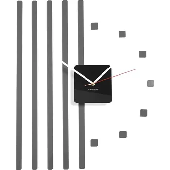 Hodiny Dekorační a designové nalepovací hodiny na zeď Šedá