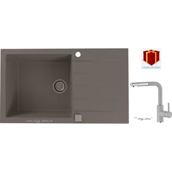 Kuchyňský dřez Alveus SET dřez Cadit 40 + baterie Siros - 81 beton + dárek (příborník, podložka na sušení nádobí nebo tekutý čistič)