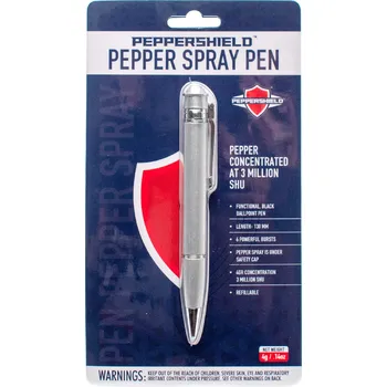 Sebeobrana PEPPER SHIELD Pepřový sprej Pero - Stříbrné -15 ML