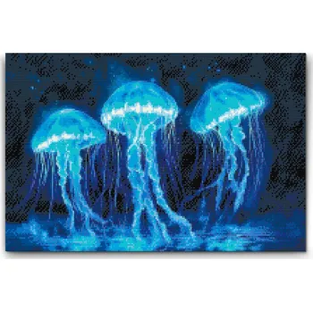 Diamantové malování Diamantové malování - Neonové medúzy Velikost: 40x60cm, Rámování: Pouze srolované plátno, Diamanty: Kulaté