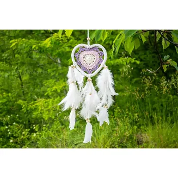 Lapač snů Dekorativní Lapač Snů Srdce – fialová 12 cm