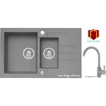 Kuchyňský dřez Alveus SET dřez Rock 70 + baterie Tonia - 81 beton + dárek (příborník, podložka na sušení nádobí nebo tekutý čistič)