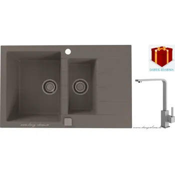 Granitový dřez Alveus SET dřez Cadit 70 + baterie Afra - 81 beton + dárek (příborník, podložka na sušení nádobí nebo tekutý čistič)