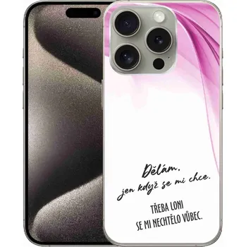 Pouzdro na mobilní telefon Gelový kryt mmCase na iPhone 15 Pro - vtipný text 12 bílé pozadí