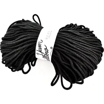 Příze Bavlněná šňůra BERRY 3mm - černá (Délka šňůry: 100 m)
