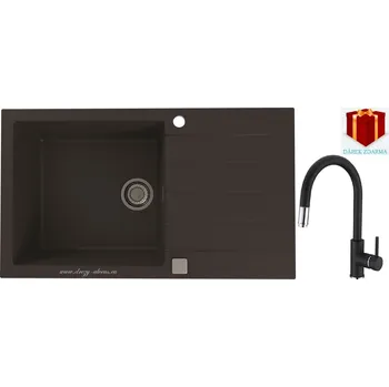 Granitový dřez Alveus SET dřez Cadit 40 + baterie Delos - 91 black + dárek (příborník, podložka na sušení nádobí nebo tekutý čistič)