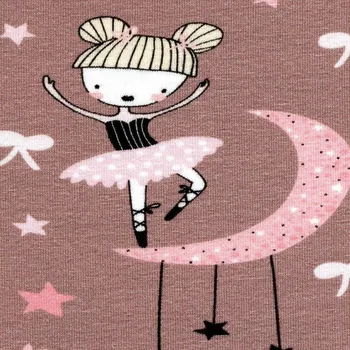 Moraviatex Jednolíc elastický bavlna/Elastan 6% digi tisk Měsíční Baletka