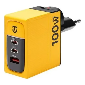 Nabíječka / EU napájecí adaptér TACTICAL Nett Warrior - USB-A + 2x USB-C - 100W - GaN - žlutá